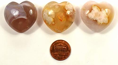 Pair 30mm Multicolored Agate Heart Gemstone