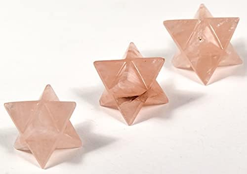 8 Point Merkaba Star Rose Pink Quartz Crystal Decor