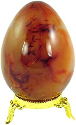 Carnelian Agate Egg with Lapidary Stand for Healing and Decor