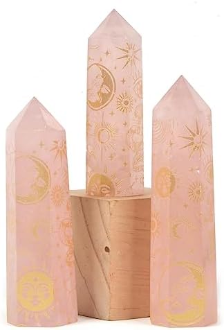Rose Quartz Moon and Witch Crystal Tower Healing Crystal for Spiritual Use