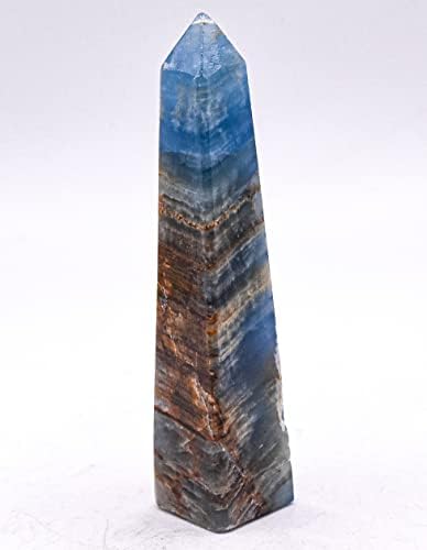 HQRP 37 Inch Blue Banded Onyx Obelisk Natural Decor Specimen Tower