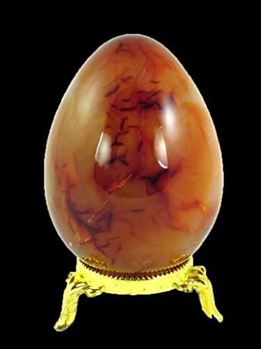 Carnelian Agate Egg with Lapidary Stand for Healing and Decor