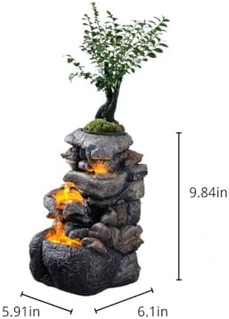 Tolevoit Tabletop Water Fountain with LED Light for Indoor Decor