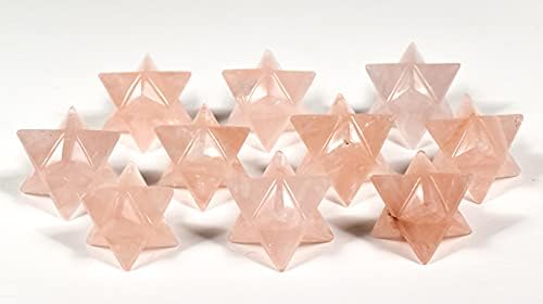 8 Point Merkaba Star Rose Pink Quartz Crystal Decor