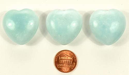 Blue Aquamarine Puffy Heart Stones 2PCS