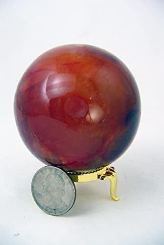 Carnelian Agate Sphere 64mm Healing Stone with Stand