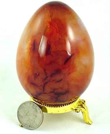 Carnelian Agate Egg with Lapidary Stand for Healing and Decor