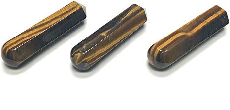 60MM Golden Tiger Eye Crystal Wand with Velvet Pouch