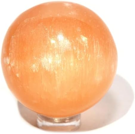 HQRP 40mm Natural Orange Selenite Sphere With Stand