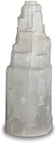 2 Pieces Natural White Selenite Carved Lamps with Dimmer Switch and Light Bulb