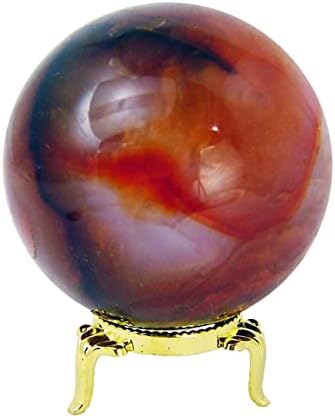 Carnelian Agate Sphere 64mm Healing Stone with Stand