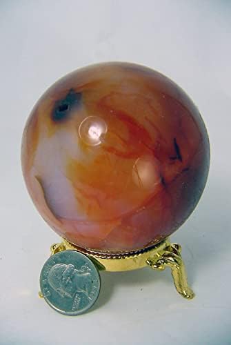 Carnelian Agate Sphere 70mm Healing Stone with Stand