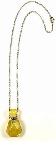33mm Golden Citrine Perfume Carved Bottle with Chain