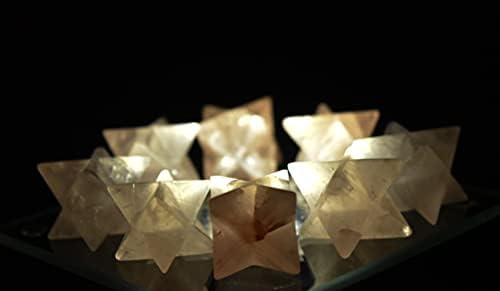 8 Point Merkaba Star Rose Pink Quartz Crystal Decor