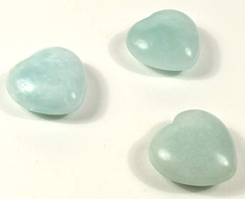 Blue Aquamarine Puffy Heart Stones 2PCS