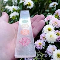 Selenite 7 Chakras Crystal Charging Plate for Meditation