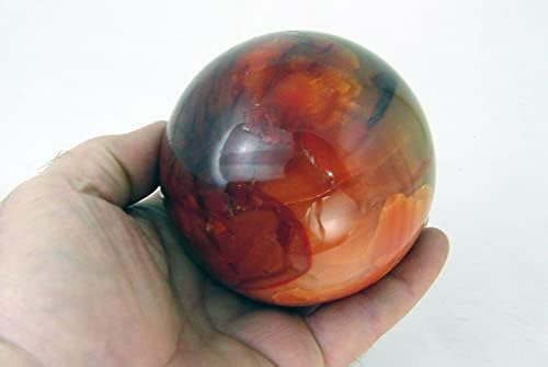 Carnelian Agate Sphere 82mm Healing Stone with Stand