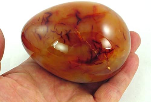 Carnelian Agate Egg with Lapidary Stand for Healing and Decor