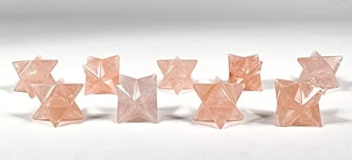 8 Point Merkaba Star Rose Pink Quartz Crystal Decor