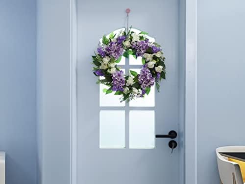 Purple Hydrangea Summer Wreath 18 Inch Grapevine Base for Front Door