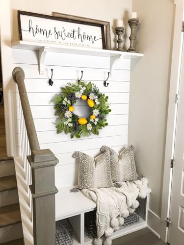 18 Inch Artificial Lemon Wreath for Front Door Summer Door Decor