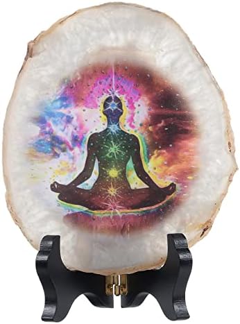 Tumbeelluwa 7 Chakra Agate Slice with Stand