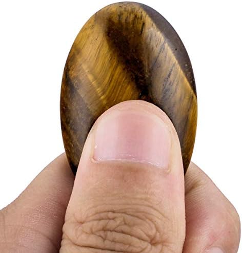 SUNYIK Natural Hand Carved Tigers Eye Thumb Worry Stone