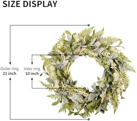 21 Inch Artificial Eucalyptus Wreath for Front Door