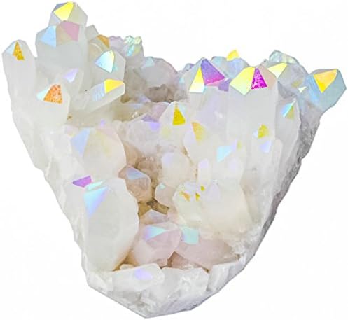 SUNYIK Angel Aura Quartz Crystal Cluster with Titanium Coating