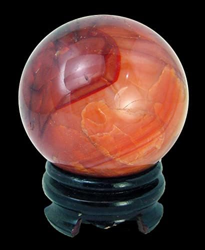 Carnelian Agate Sphere 82mm Healing Stone with Stand