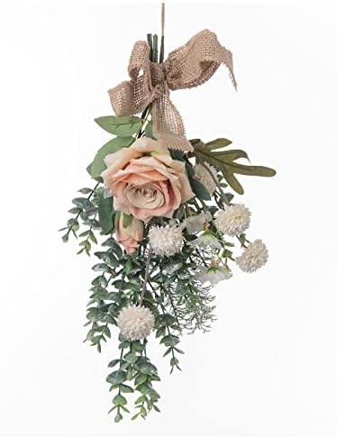 15in Artificial Floral Swag Wreath with Eucalyptus and Burlap Bow