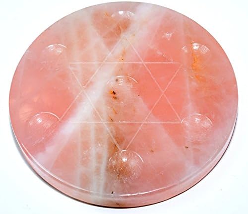 Rose Quartz Egg Crystal Stand with Star of David Design