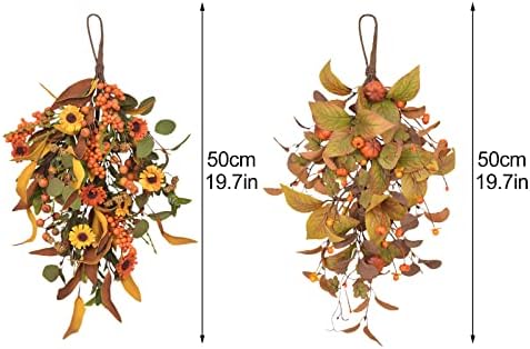 197 Inch Fall Harvest Teardrop Wreath Wall Hanging