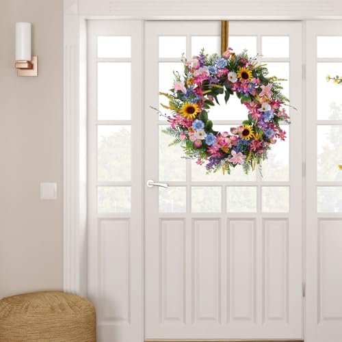 Elegant 24-26 Inch Floral Wreath for Front Door