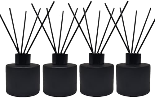 4PCS Matte Black Reed Diffuser Set