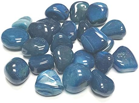Tumbled Dyed Agate Stones 1 Inch Blue Velvet Bag