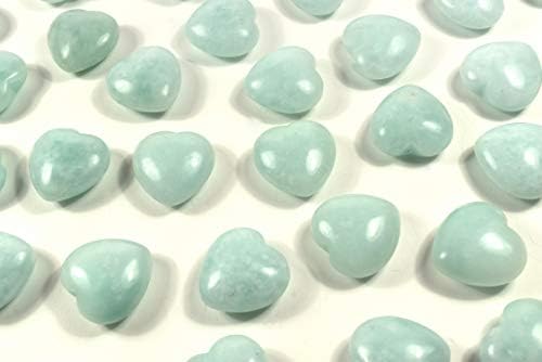 Blue Aquamarine Puffy Heart Stones 2PCS