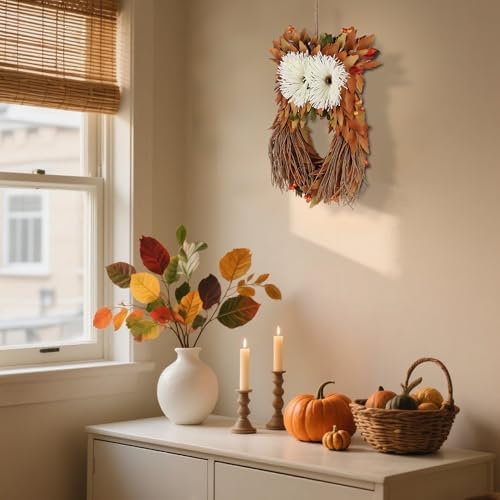 Winemana Owl Fall Wreath 14 Inch Handmade Decor