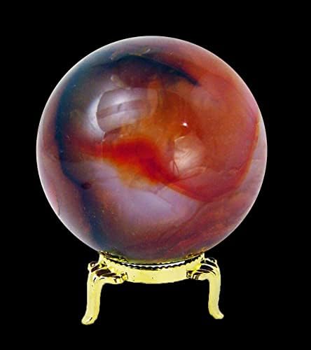 Carnelian Agate Sphere 64mm Healing Stone with Stand