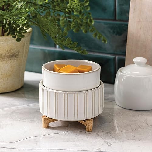 Candle Warmers ETC 2-in-1 Ceramic and Wood Fragrance Warmer