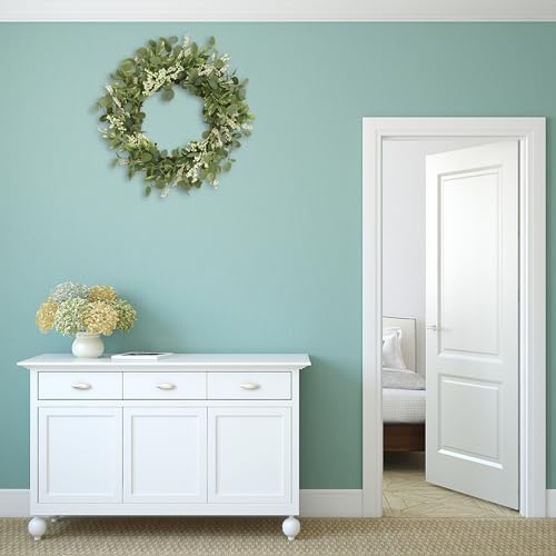 20 Inch Green Eucalyptus Wreath with Berries for Front Door Decor