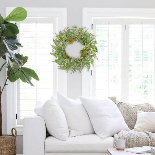 24 Inch Artificial Fern Wreath for Front Door