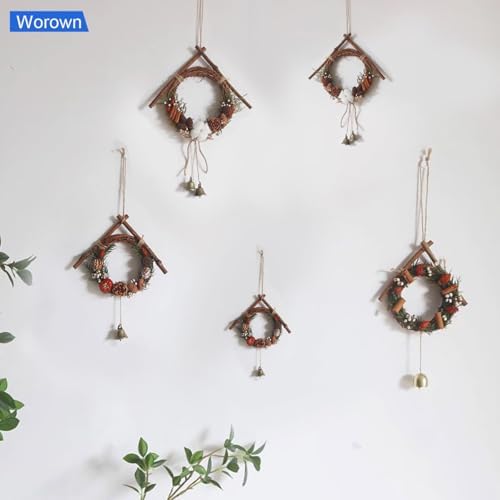 Worown 20 Pcs 3 Inch Natural Grapevine Wreaths Set