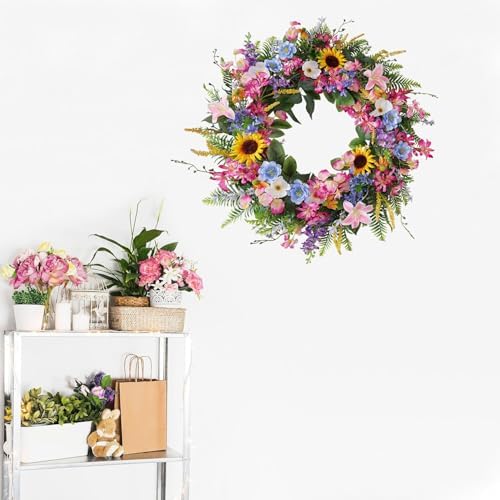 Elegant 24-26 Inch Floral Wreath for Front Door