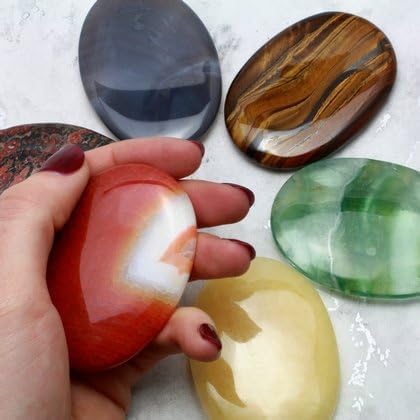 CrystalAge Fire Agate Palm Stone 70x50mm