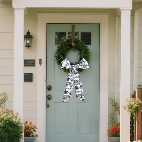 Black Wreath Sash for Front Door - 2 Pcs French Toile Accents for Home Decor