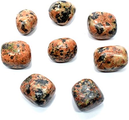 Orange Orthoclase With Black Tourmaline Tumbled Stones 5PCS