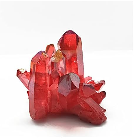 FLOAPA Natural Crystal Red Angel Aura Quartz Cluster with Titanium Coating Decoration Stone