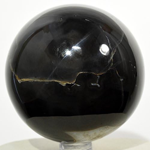 HQRP 67mm White Black Agate Sphere Crystal Decor Stone with Stand