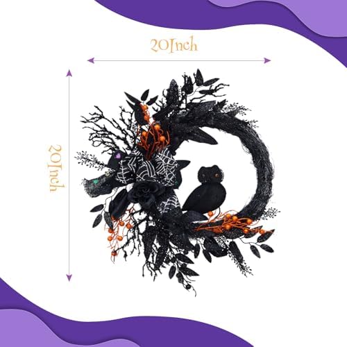 20 Inch Halloween Owl Wreath Door Decor